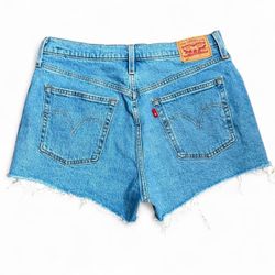 Levi’s 501 blue raw hem jean shorts