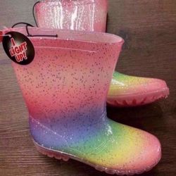 New Lighting Up Girls Rain Boots, Size 2-3