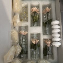 Two Sets Of 6 Set Glass Cylinder Vases And More