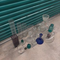 24 Glass Crystal Decanters Champagne Bucket Vases Candle Holders Vintage Colored Mason Jar