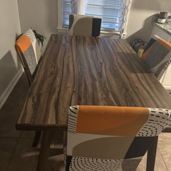 Dining table set with 4 chairs and the table