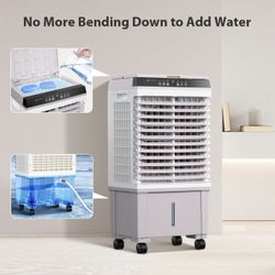 Air Cooler, 1800 CFM Swamp Cooler with Remote Control, 5.2 Gallon Large Water Tank, 3 Speed Cooling Fan, 4 Ice Packs
