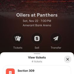 Oilers Vs Panthers 11/22.  $40 Each 
