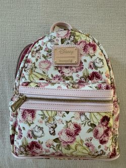 Loungefly Disney Beauty And The Beast Floral Mini Backpack and Wallet