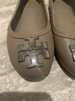Tory Burch leather flats shoes double T logo size 5
