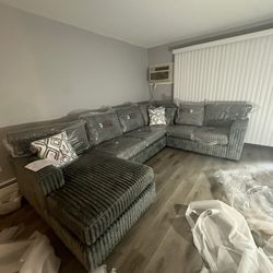 8 Piece Upholstered Sectional Gray