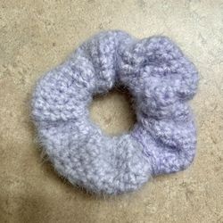 Crochet Fluffy Pale Lavender Scrunchie 