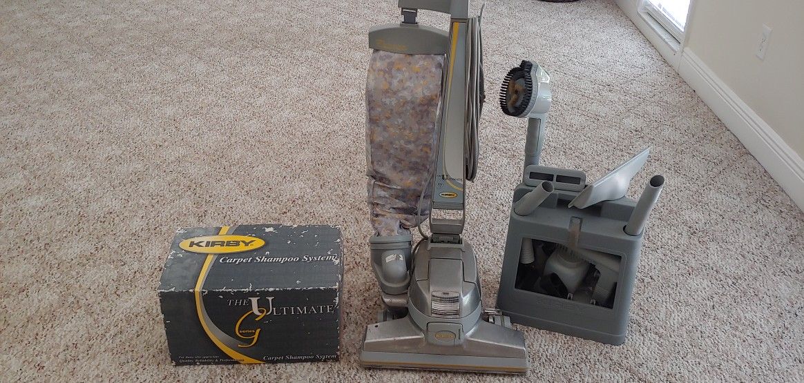 Kirby vacuum cleaner with carpet shampoo system and attachments