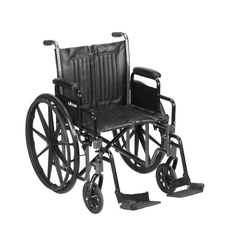 Drive Medical Silver Sport 2 Wheelchair with Detachable Desk Arms and Swing away Footrests