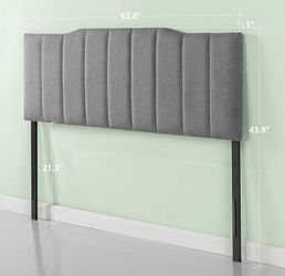 Gray Upholstered Queen Headboard