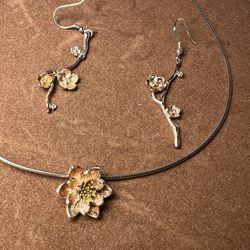 Lotus Flower Silver Jewelry Set 