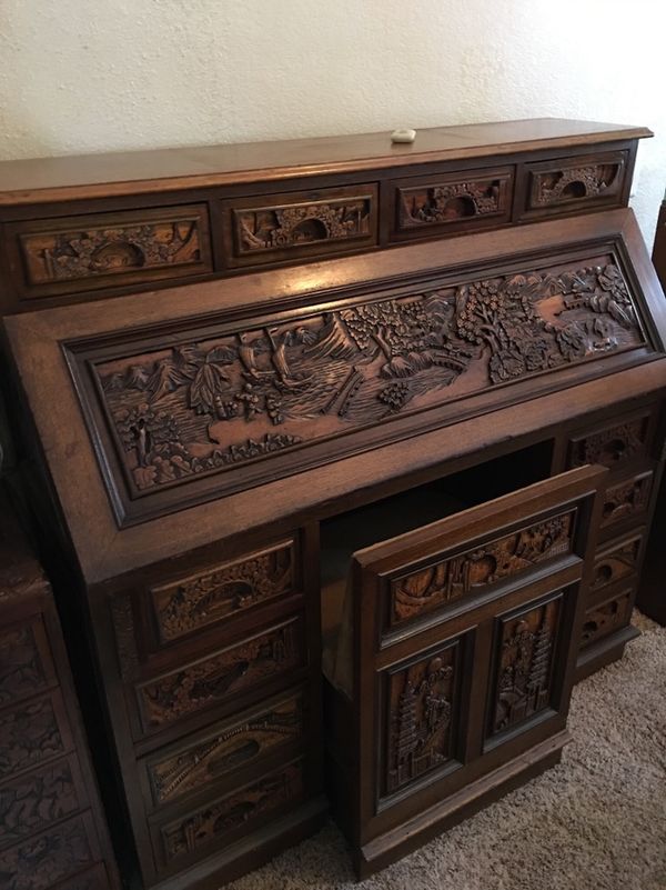 Chinese Hand Carved Desk Chair And Drawer For In Winchester Ca Chinese Hand Carved Desk Chair And Drawer For In Winchester Ca Offerup