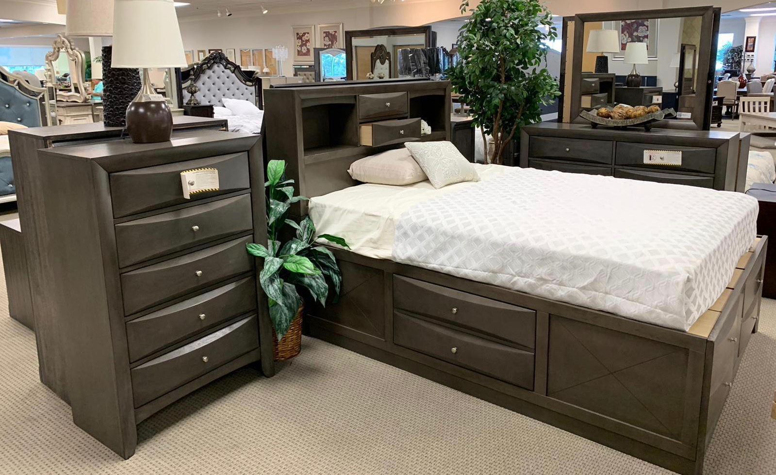 Emily Gray Storage Platform Bedroom Set