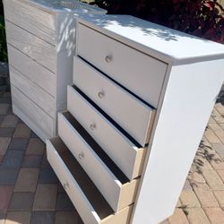 White Chest Five Drawer Dresser New! 