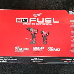 BLACK FRIDAY SALE M12 FUEL 2 DRILL COMBO WITH BATTERIES , CHARGER AND BAG HAMMER DRILL IMPACT DRIVER 