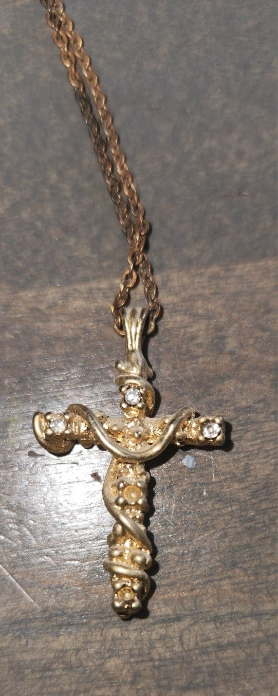 Vintage Gold Plated Cross Necklace
