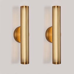 Set of Two Hardwired Vintage Wall Sconce, Bronze