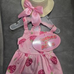 NEW PUPPY SUMMER DRESS WITH HAT SIZE SMALL