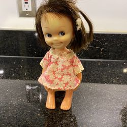 Cute Vintage 8" Girl Doll with Personality! Made in Hong Kong-- Original Clothes