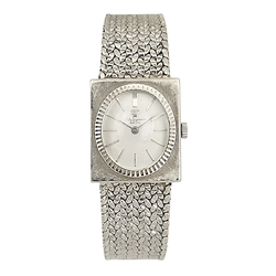 Ladies Jules Jurgensen 25mm Vintage 14K White Gold Watch with Silver Oval Dial. (Pre-Owned)
