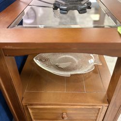 2pc Wood End Tables/Nightstands With Storage