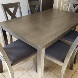 7 Piece Dining set 1 Table + 6 Chairs - Gray Finish Ashley Furniture