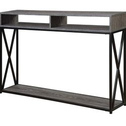 Convenience Concepts Tucson Deluxe Console Table with Shelf, Weathered Gray/Black

