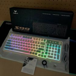 New AULA 99 Key Keyboard, Wireless Gaming Keyboard Bluetooth Computer Keyboards Creamy Cute W/ Number Pad RGB Backlit Tri-Mode BT/2.4GHz/USB-C - Green