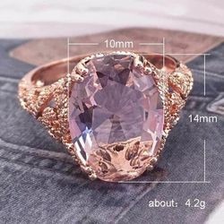 New Arrival Engagement Ring Fashion Rose Gold Color Proposal Ring For Women With Cute Clear Pink CZ Stone Trendy Jewelry