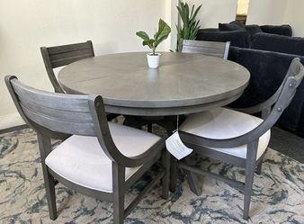 Furniture- 5 Pc Round Dining Set- Greystone 