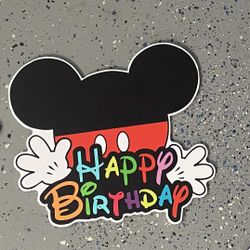 Fabric Disney Mickey Mouse Happy Birthday banner & sign 