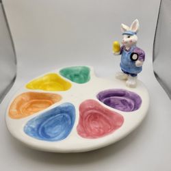 Easter Egg "Jelly Bean Inspector" Bunny Egg Tray/Candy Dish 6 Sections 