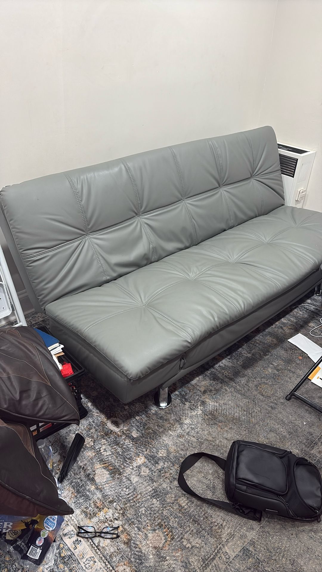 Genuine Leather Reclining Couch Sofa Bed