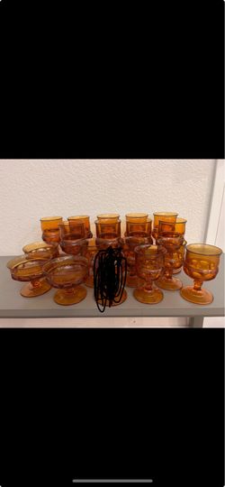 Vintage Indiana glass company Amber glasses dessert cocktail