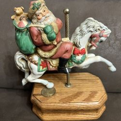 1986 Willitts Ltd. Ed  Christmas  Memories Music Box Santa Claus W Carousel Horse 