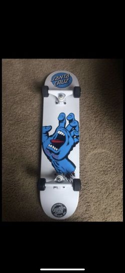 Blue Santa Cruz screaming hand skateboard