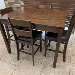 Counter Height Wooden Dining Table Set