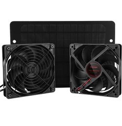 Solar Panel Powered Dual Fan, Outdoor Solar Panel Fan Kit with 2m Cable, 10W 12V Waterproof Portable Ventilator Exhaust Fan for Chicken Coops, Greenho