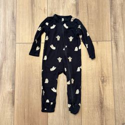 Kyte baby black boo ghost romper pajama one piece