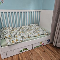 Ikea Crib white with storage (2 drawers)