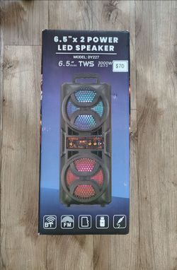 New 6.5" Dual TWS Portable Bluetooth Power LED Speaker (Model DY227)3000W Portable Bluetooth Speaker with LED Lights & Microphone - New