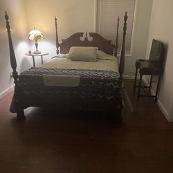 Antique Full Size Bed and Antique Dresser With Skeleton Key In Drawer Lock