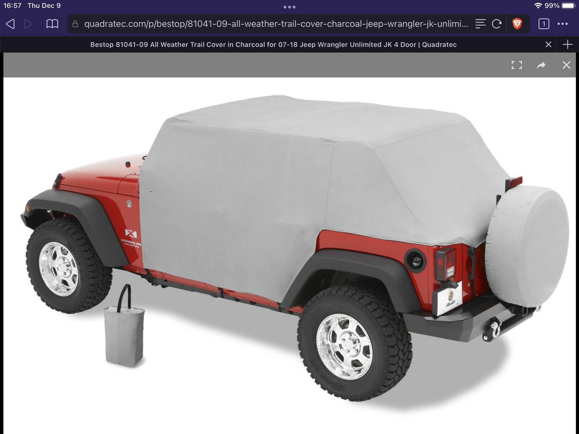 Cab Cover for Jeep Wrangler (4 door) - fits 2007-2018