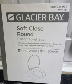 Glacier Bay Round Slow Close Closed Toilet Seat in White