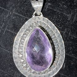  Large Amethyst Sterling Silver Pendent