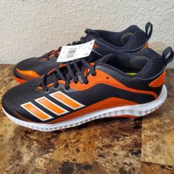New Adidas Icon 6 Bounce Baseball Cleats Black/Orange/White FV9349 Men's Size 12.5