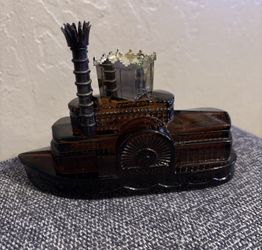 Vintage 1970s Avon Side Wheeler Steamboat Wild Country empty Decanter Brown 