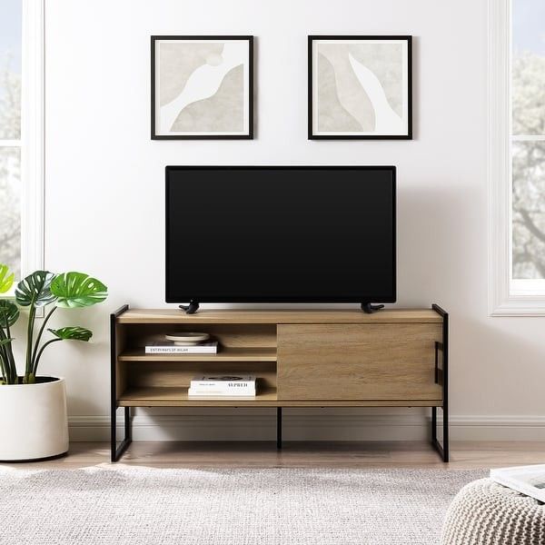 Contemporary Wood Media Consolein Coastal Oak(New In A Box)