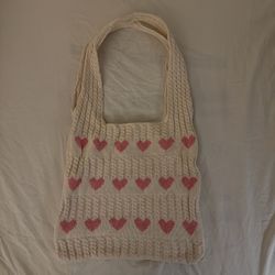 Heart crochet tote bag