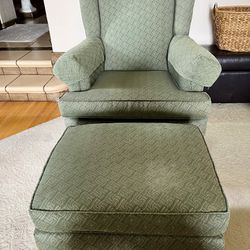 Wing Back Green Upholstered Chair